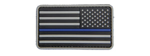 US Flag Reverse PVC Patch w/ Blue Stripe (Color: Black and Light Gray)