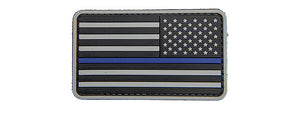 US Flag Reverse PVC Patch w/ Blue Stripe (Color: Black and Light Gray)