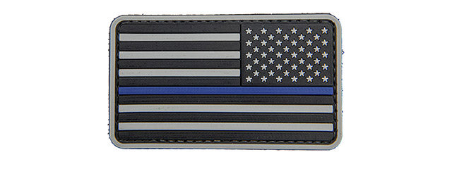 US Flag Reverse PVC Patch w/ Blue Stripe (Color: Black and Light Gray)