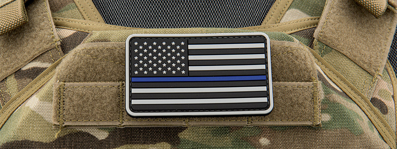 US Flag Forward PVC Patch (Color: Black and Light Gray)