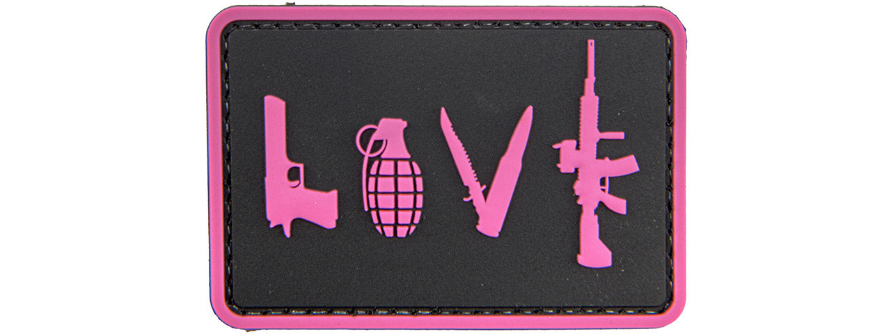 Love-Pistol, Grenade, Knife, Rifle PVC Patch (Color: Pink)