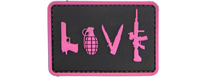 Love-Pistol, Grenade, Knife, Rifle PVC Patch (Color: Pink)