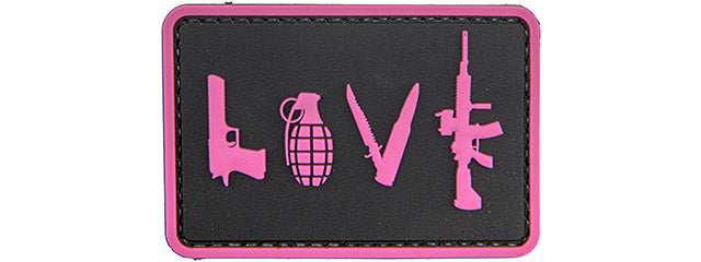 Love-Pistol, Grenade, Knife, Rifle PVC Patch (Color: Pink)
