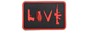 Love-Pistol, Grenade, Knife, Rifle PVC Patch (Color: Red)