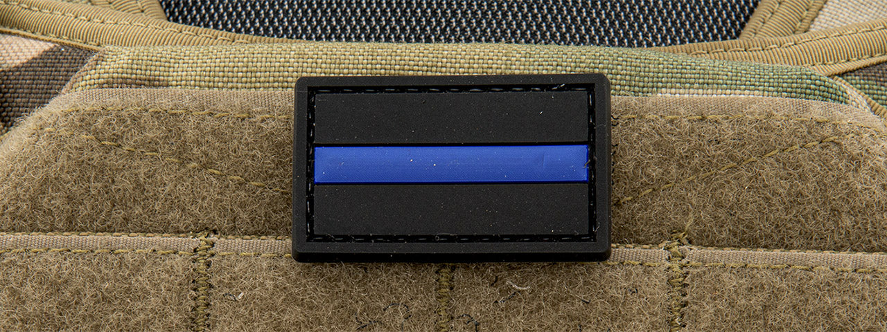 Small Thin Blue Line PVC Patch (Color: Black and Blue)