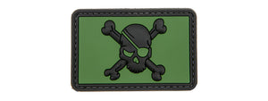 Pirate Skull with Cross Bones PVC Patch (Color: Forest Green)