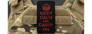 Reflective Keep Calm and Carry on Patch (Color: Black and Red)