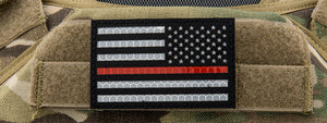 Reflective Fabric Reverse US Flag w/ Thin Red Line (Color: Black)