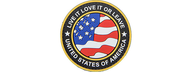 Round US Flag Live it, Love It, or Leave It PVC Patch (Gold Version)