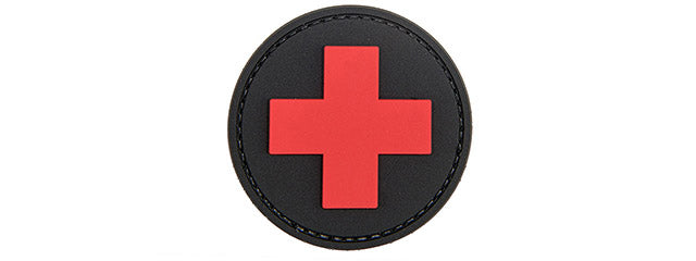 Round Cross Medical PVC Patch (Color: Red and Black)