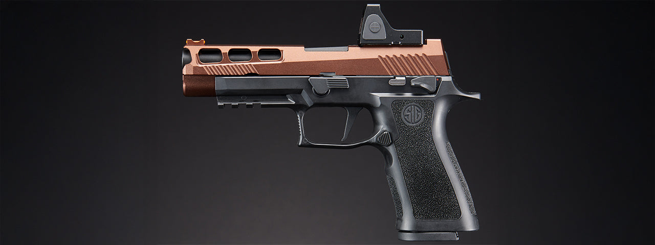 Sig Sauer Proforce P320 XCarry GBB Pistol w/ PH+ P320/M17 Slide & Lancer Tactical Red Dot Reflex Sight - (Bronze)