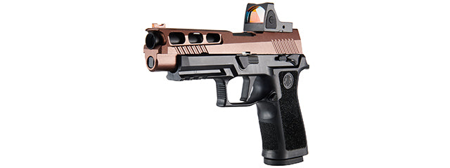 Sig Sauer Proforce P320 XCarry GBB Pistol w/ PH+ P320/M17 Slide & Lancer Tactical Red Dot Reflex Sight - (Bronze)