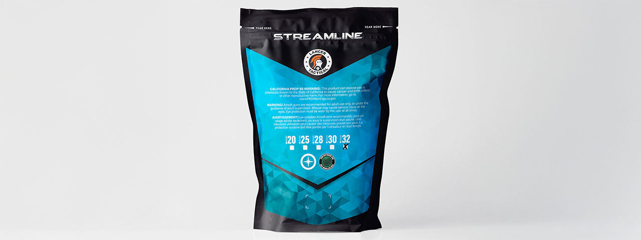 Lancer Tactical 3125 Round 0.32g Streamline Competition Grade Outdoor -Tracer BBs (Color: Green)