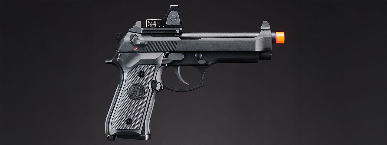 KLI KL92 Optic Ready 6mm Dual Power CO2 Gas Blowback Airsoft Pistol Red Dot Combo - (Black)