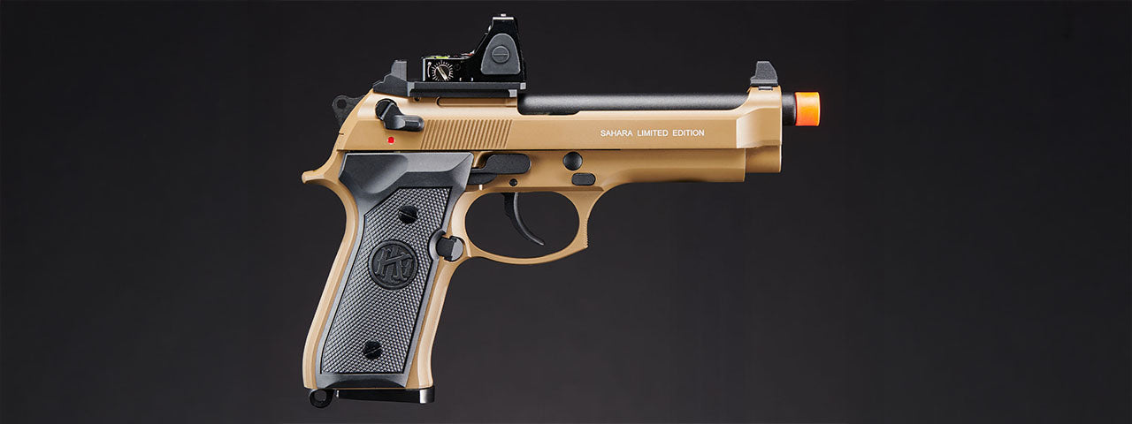 KLI KL-92 SAHARA Limited Edition 6mm Dual Power CO2/Gas Blowback Airsoft Pistol Red Dot Combo - (Tan)