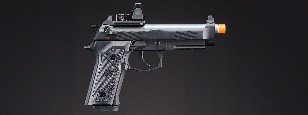 KLI KL-92 Elite IA Optic Ready 6mm Dual Power CO2/Gas Blowback Airsoft Pistol Red Dot Combo - (Black)