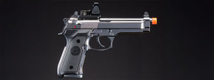 KLI KL-92 Platinum 6mm Dual Power CO2/Gas Blowback Airsoft Pistol Red Dot Combo - (Platinum)