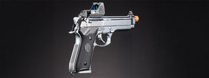 KLI KL-92 Platinum 6mm Dual Power CO2/Gas Blowback Airsoft Pistol Red Dot Combo - (Platinum)