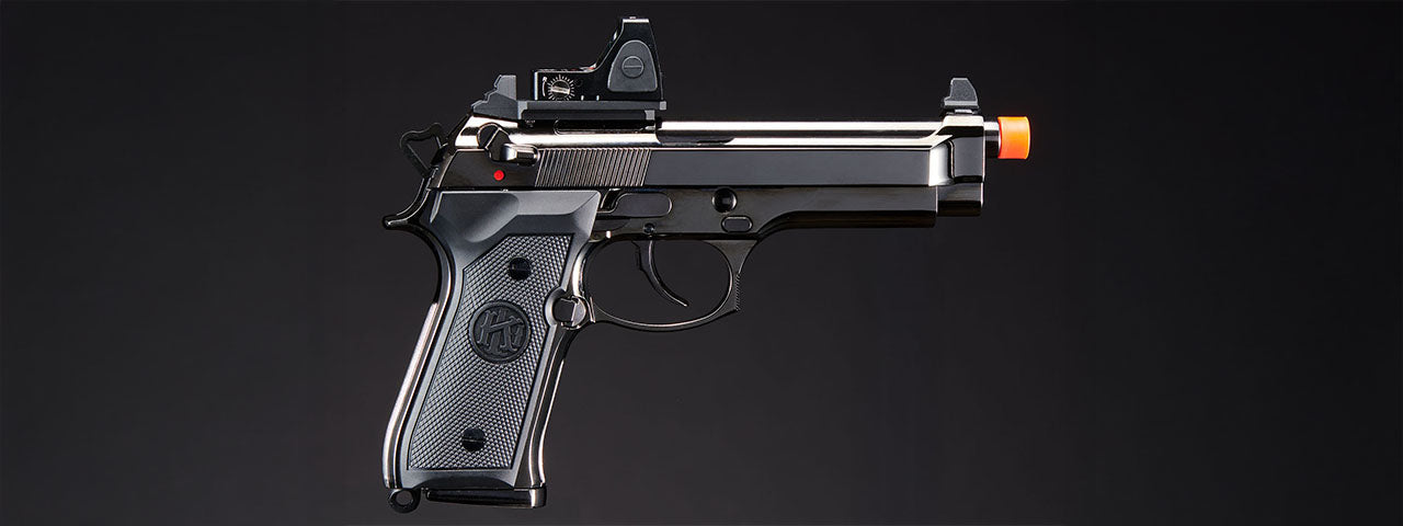 KLI KL-92 Fusion Optic Ready 6mm Dual Power CO2/Gas Blowback Airsoft Pistol Red Dot Combo - (Black/Gun Metal)