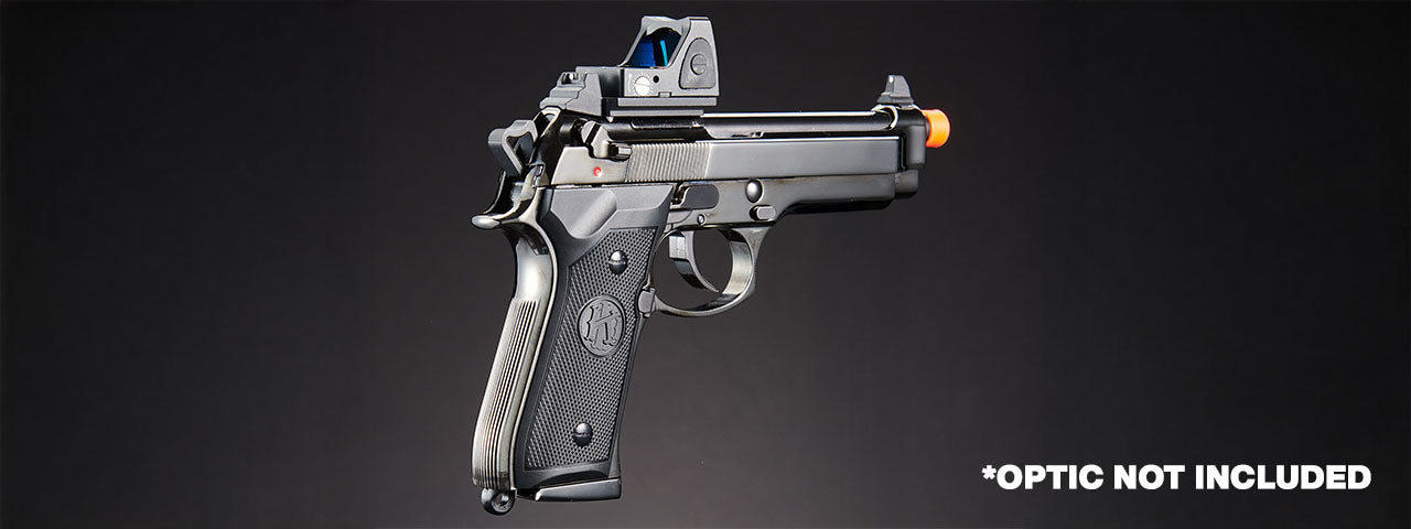 KLI KL-92 Fusion Optic Ready 6mm Dual Power CO2/Gas Blowback Airsoft Pistol - (Black/Gun Metal)