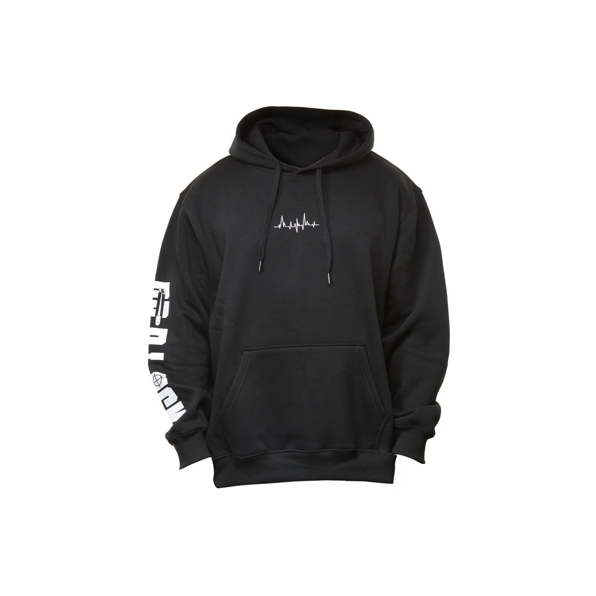 Dr. Black Heartbeat Pullover Hoodie - (Black) - L