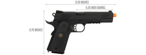 WE Tech 1911 Full Metal MEU Airsoft Gas Blowback Pistol (BLACK)