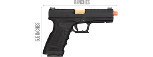 GP1799 T1 Gas Blowback Airsoft Pistol - BLACK / GOLD BARREL