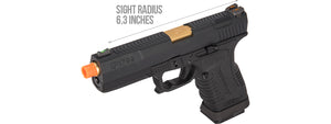 GP1799 T1 Gas Blowback Airsoft Pistol - BLACK / GOLD BARREL