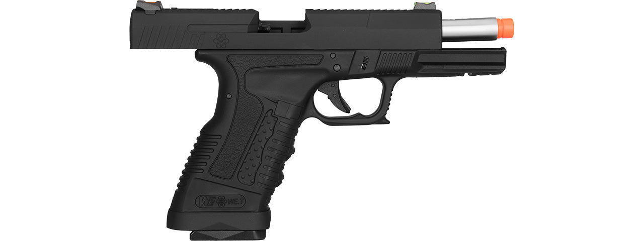 WE Tech GP1799 T1 Gas Blowback Airsoft Pistol (BLACK / SILVER BARREL)