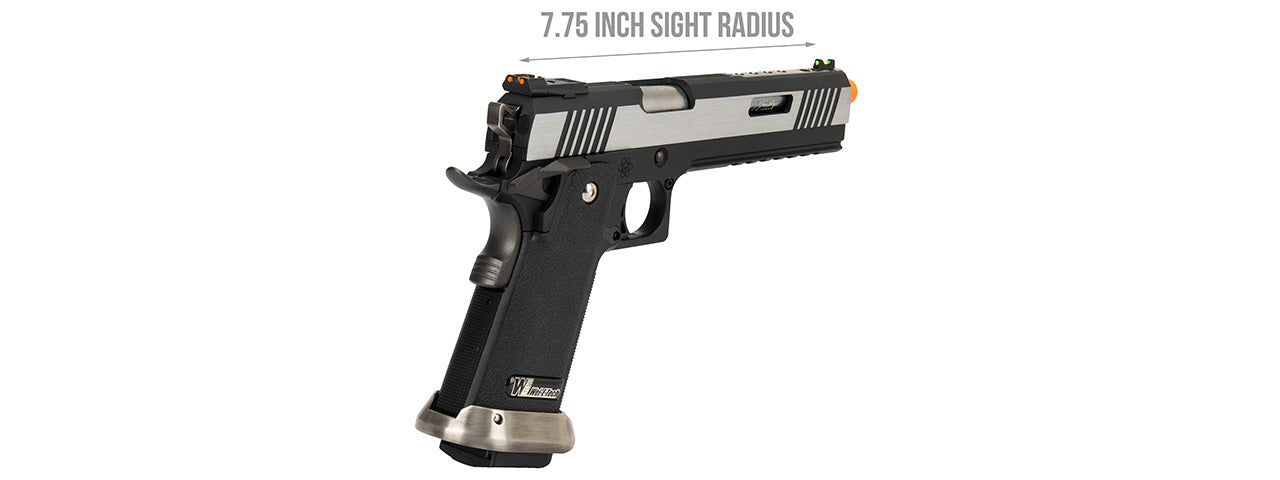 WE Tech 1911 Hi-Capa T-Rex Competition Gas Blowback Airsoft Pistol w/ Sight Mount & Top Ports (TWO TONE / SILVER)
