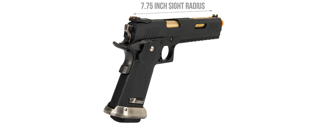 WE Tech 1911 Hi-Capa T-Rex Competition Gas Blowback Airsoft Pistol w/ Sight Mount & Top Ports (BLACK / GOLD)