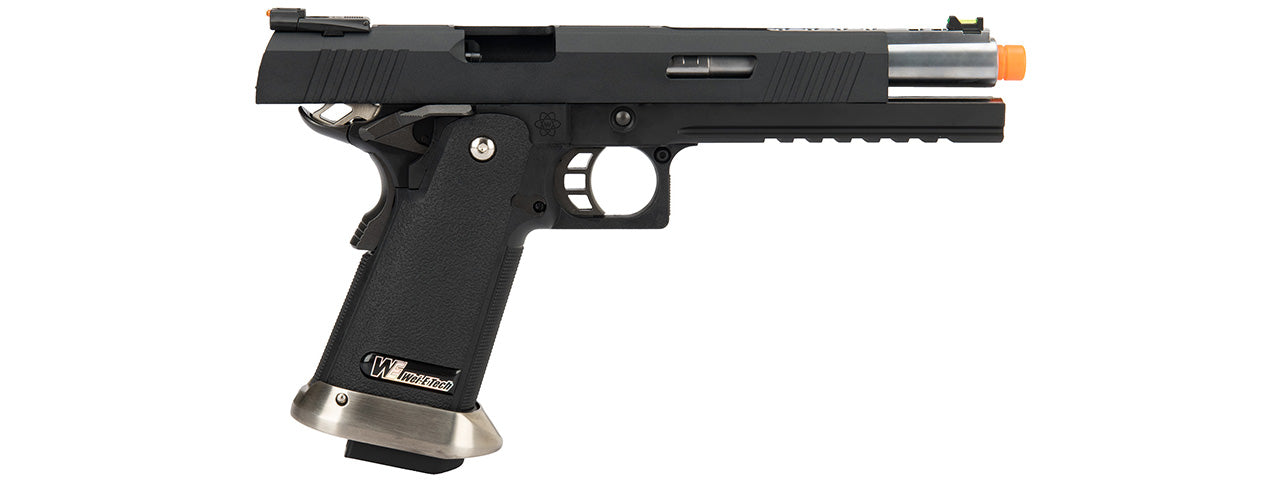 WE Tech 1911 Hi-Capa T-Rex Competition Gas Blowback Airsoft Pistol w/ Sight Mount (BLACK / SILVER)