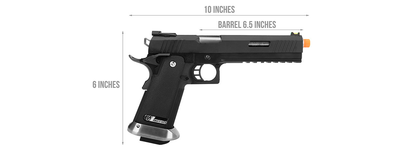WE Tech 1911 Hi-Capa T-Rex Competition Gas Blowback Airsoft Pistol w/ Sight Mount (BLACK / SILVER)