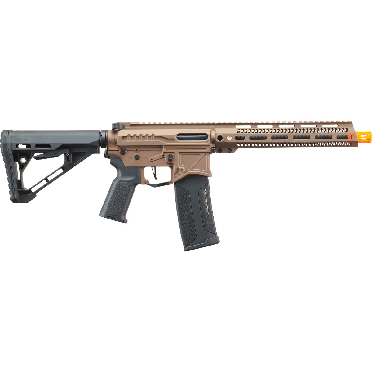 Zion Arms R15 Mod 1 Long Rail Airsoft Rifle with Delta Stock (Color: Bronze)
