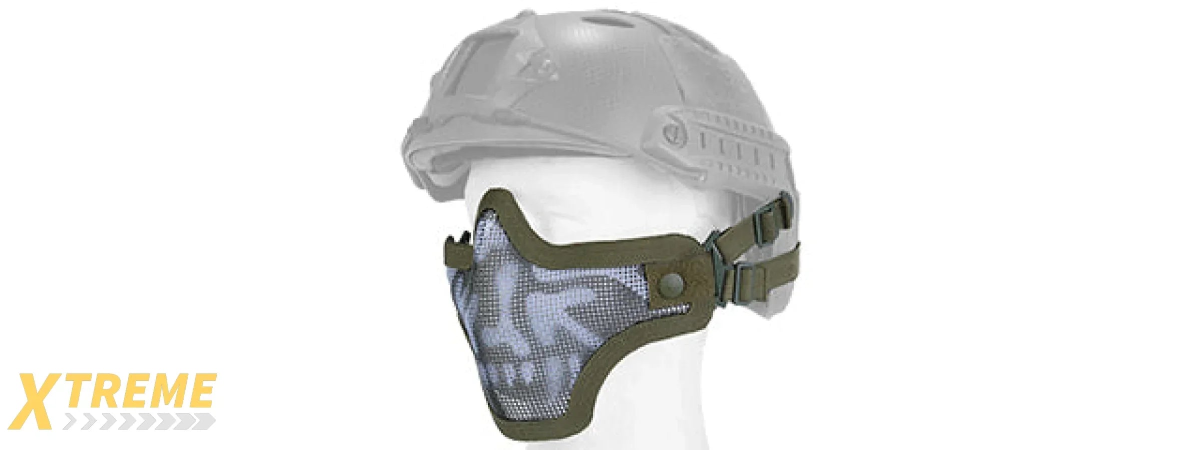 AC-103OH METAL MESH HALF MASK (OD GREEN & SKULL) HELMET VERSION