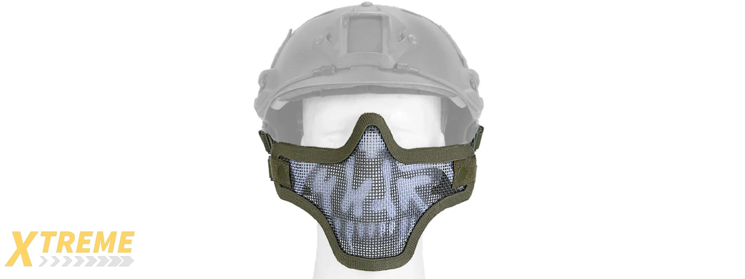 AC-103OH METAL MESH HALF MASK (OD GREEN & SKULL) HELMET VERSION