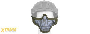AC-103OH METAL MESH HALF MASK (OD GREEN & SKULL) HELMET VERSION