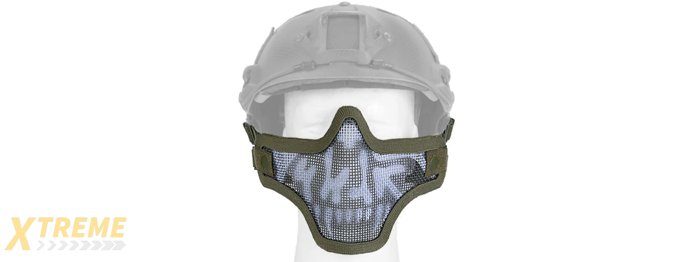 AC-103OH METAL MESH HALF MASK (OD GREEN & SKULL) HELMET VERSION