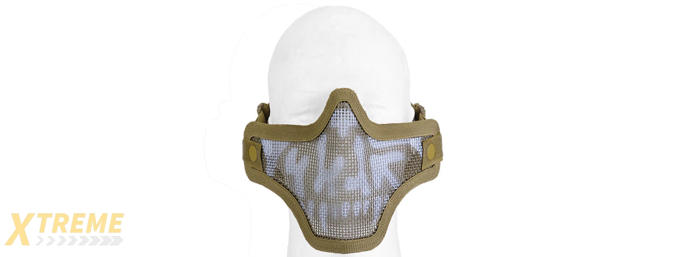 AC-103T2 METAL MESH HALF MASK (TAN & SKULL) DOUBLE STRAP VERSION