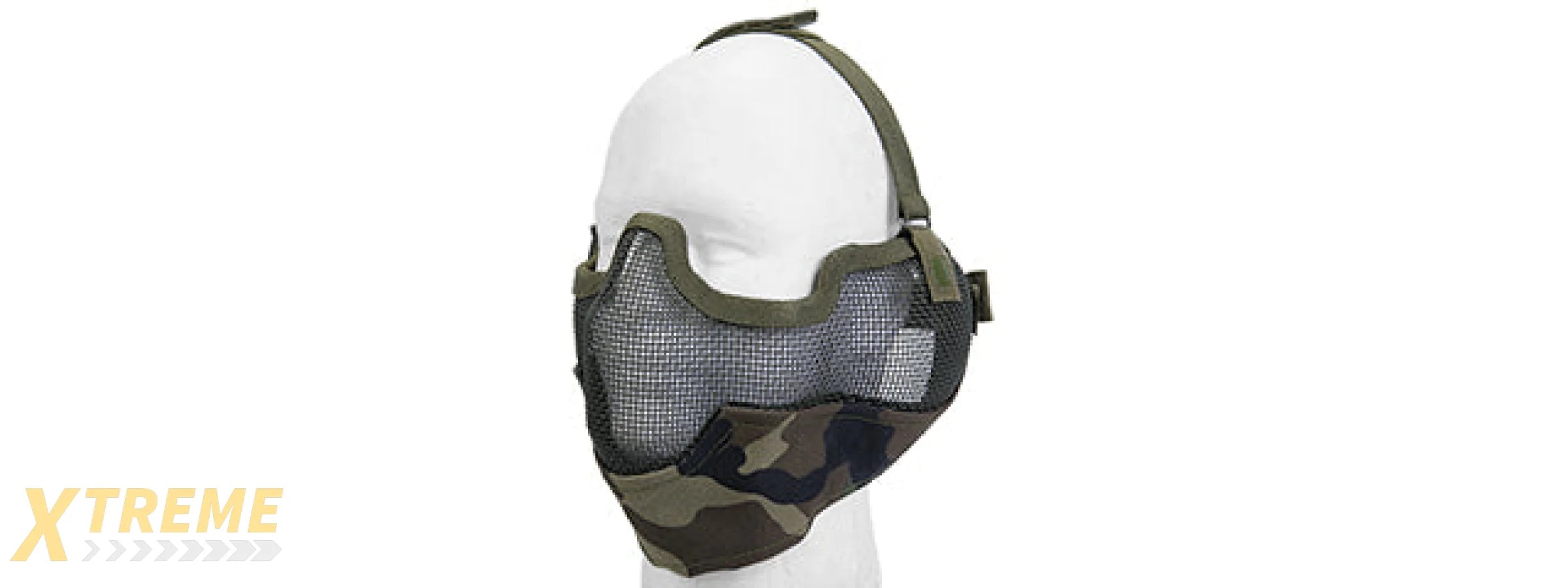 AC-108W METAL MESH HALF MASK w/EAR PROTECTION (WOODLAND CAMO)
