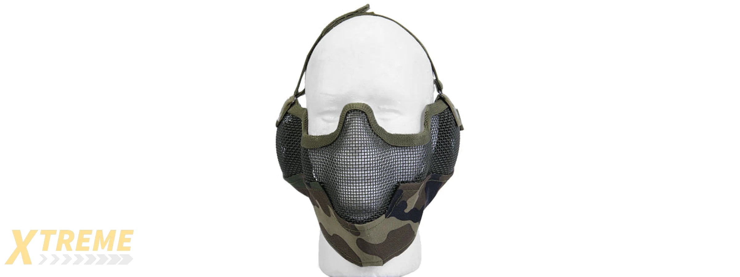 AC-108W METAL MESH HALF MASK w/EAR PROTECTION (WOODLAND CAMO)