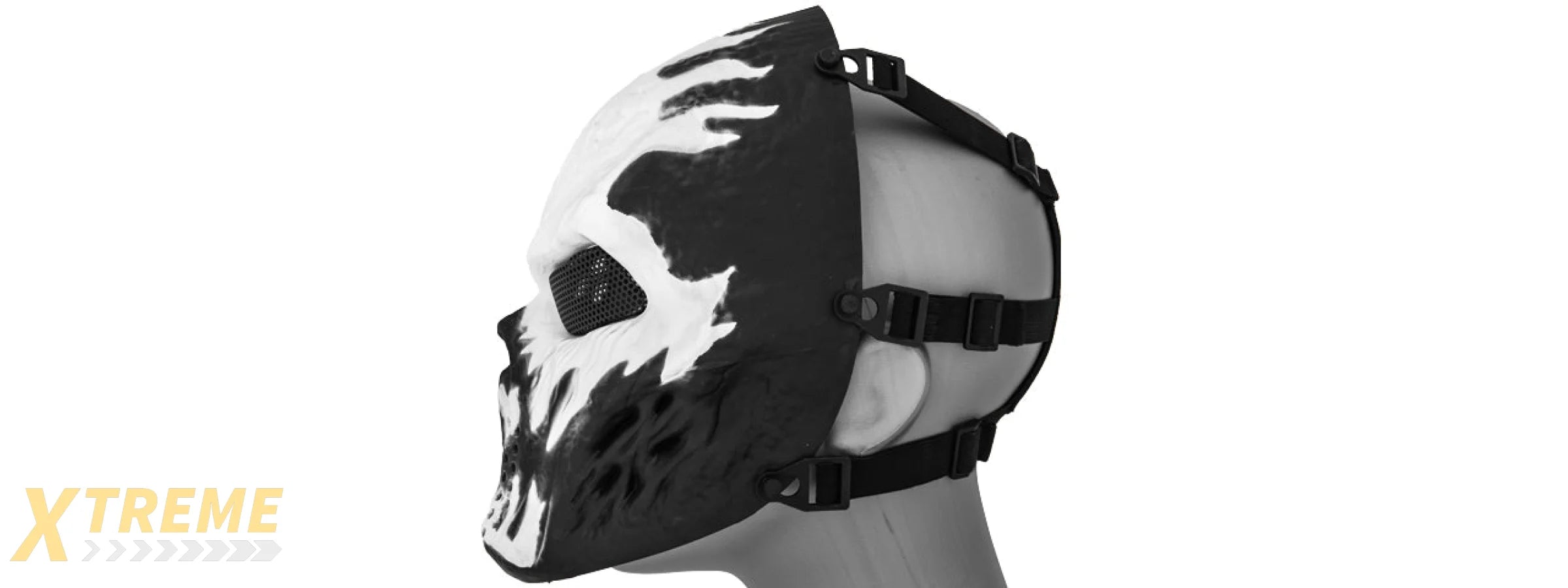 AC-319J VILLAIN MESH FACE MASK (WHITE FLAMES)