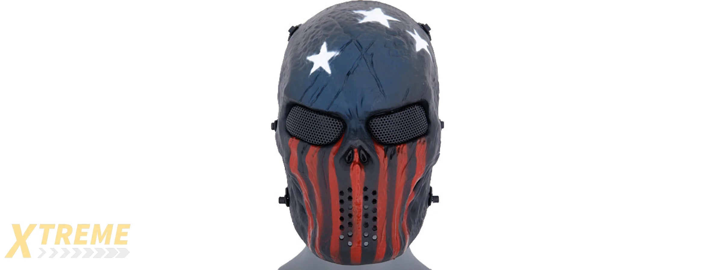 AC-319R VILLAIN SKULL MESH FACE MASK (STARS & STRIPES)