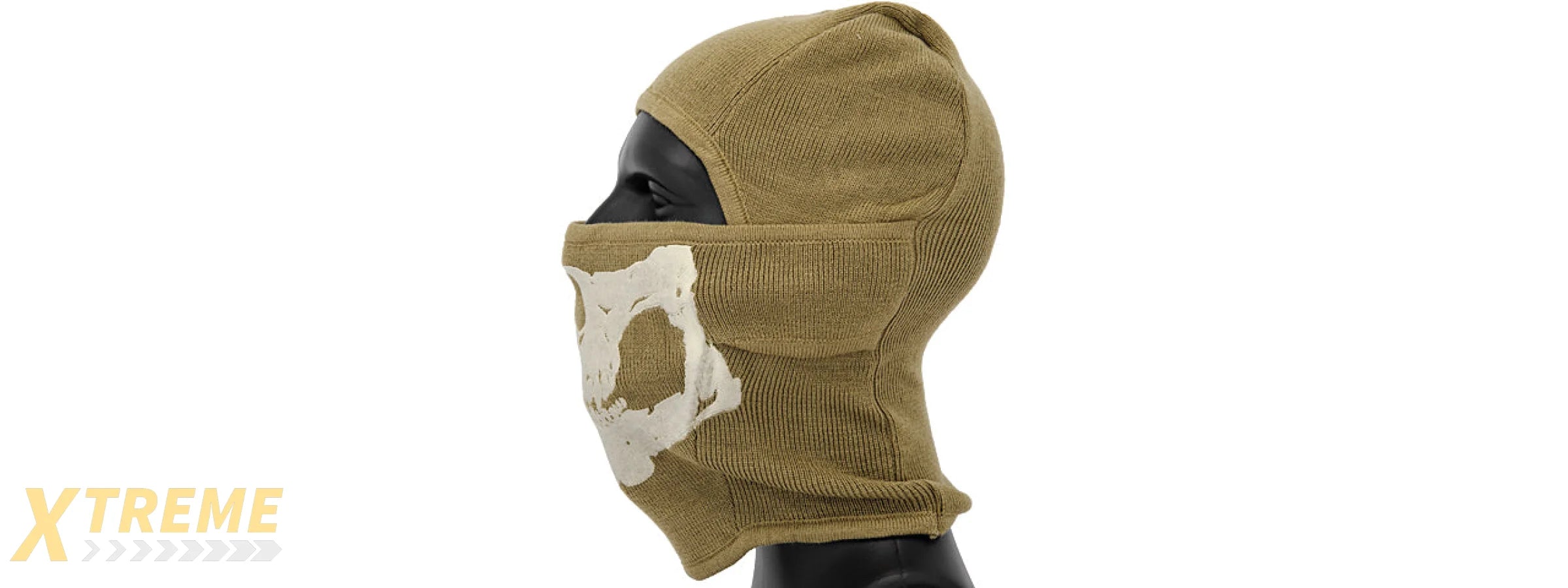 AC-381KH TACTICAL "WINTER" GLOW-IN-DARK SKULL BALACLAVA (COLOR: KHAKI)