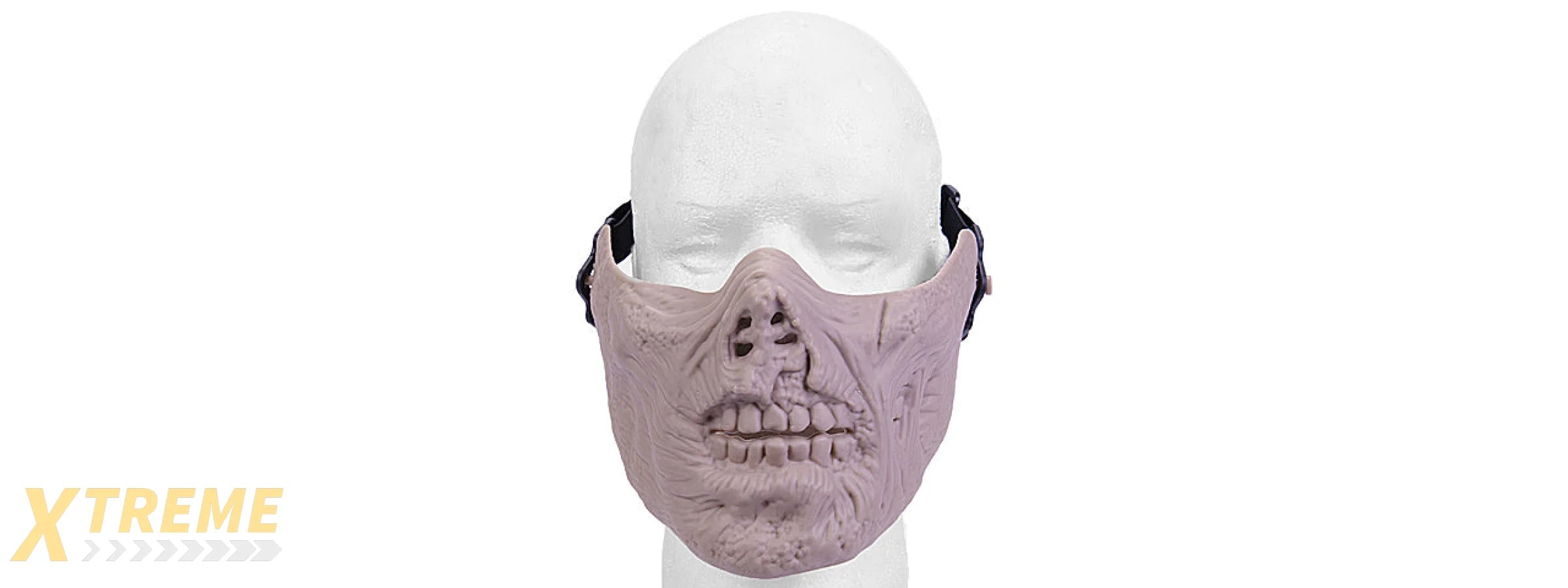 AC-474TN HALF FACE ZOMBIE SKULL MASK (TAN)