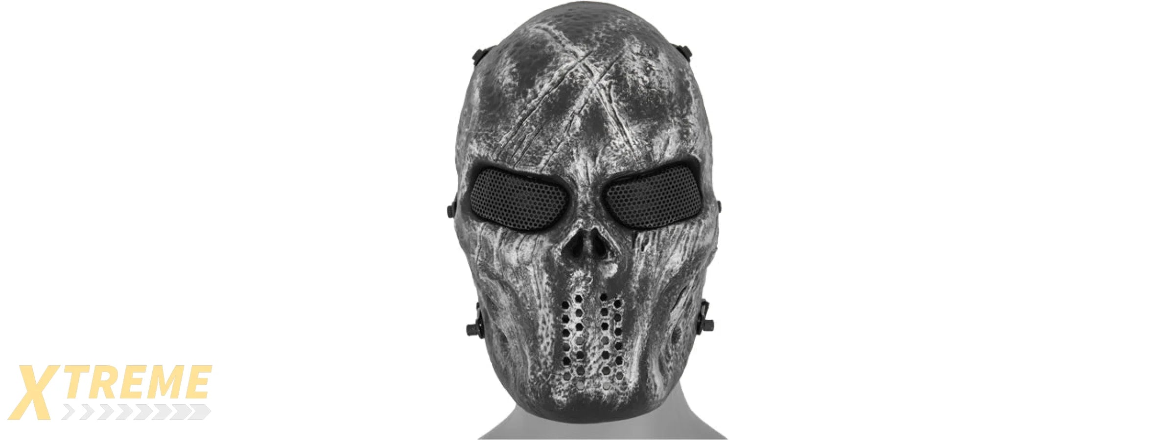AC-476SB VILLAIN SKULL MESH FACE MASK (SILVER BLACK)