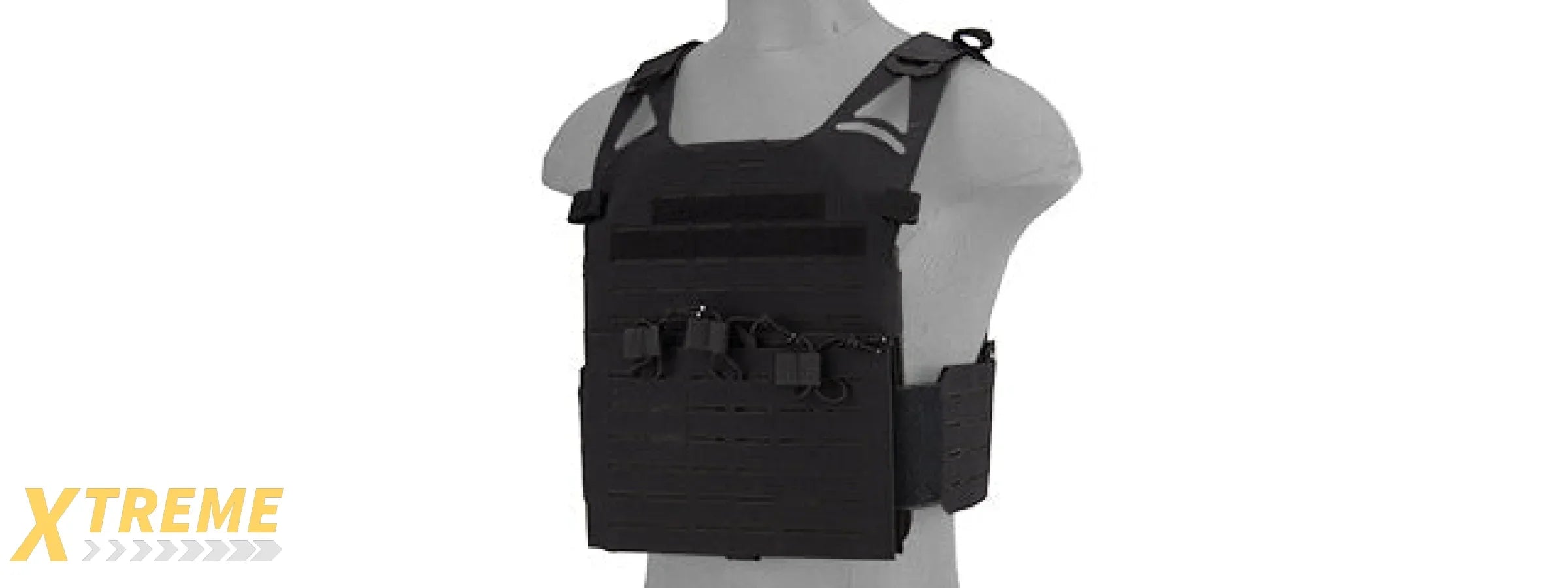 AC-881B LASER CUT FULL HYPALON MOLLE VEST (BLACK)