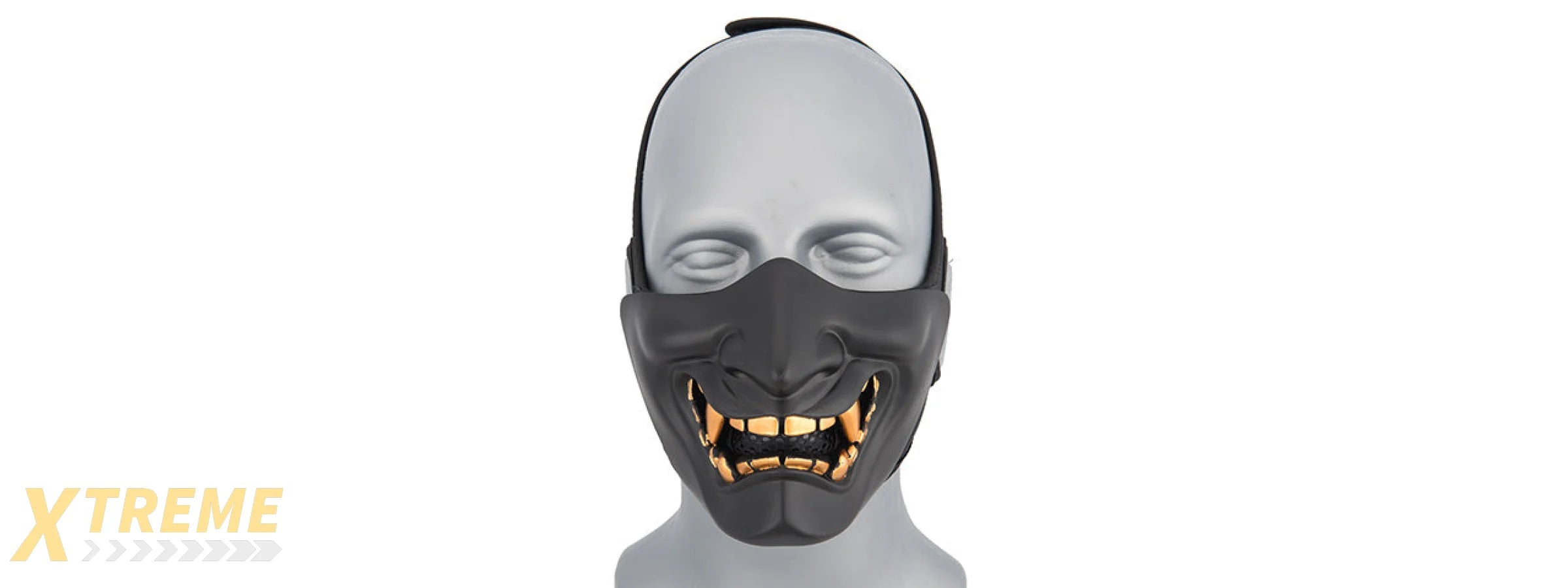 AC-883B YOKAI OGRE HALF FACE MASK W/ SOFT PADDING (BLACK/GOLD)