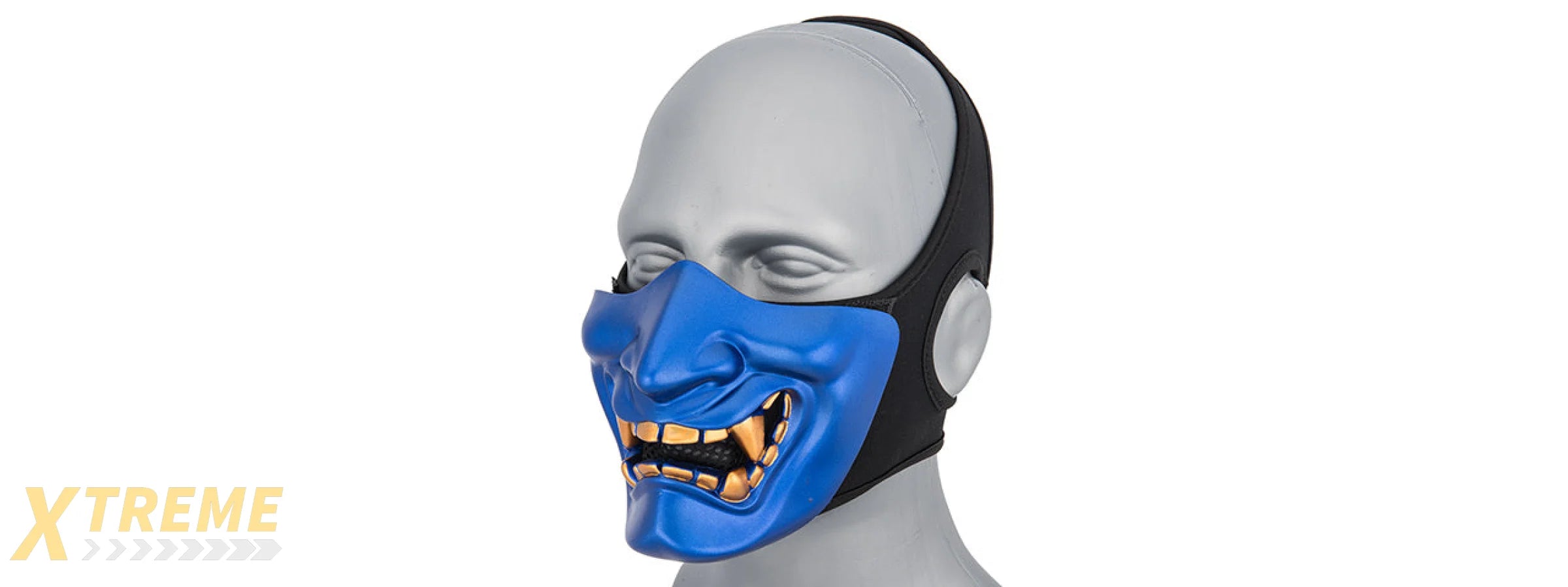 AC-883BL YOKAI OGRE HALF FACE MASK W/ SOFT PADDING (BLUE/GOLD)