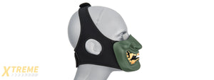 AC-883G YOKAI OGRE HALF FACE MASK W/ SOFT PADDING (GREEN/GOLD)